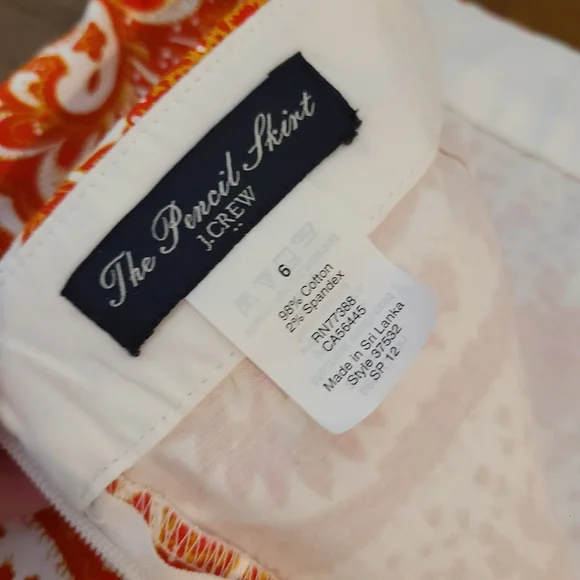 J.crew Factory The Pencil Skirt In Orange Paisley Floral Print - Picture 3 of 6